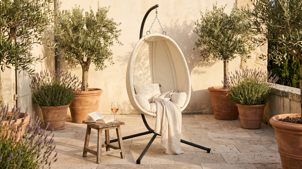 Le Porquerolles, Fauteuil Suspendu en Tissu Crème | Summerbed