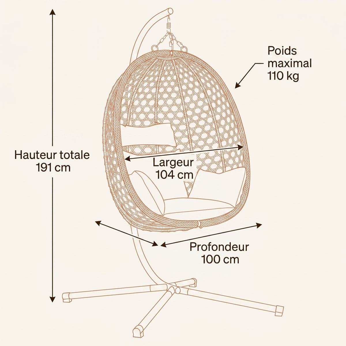 L’Estérel, Fauteuil Suspendu Polyrotin Café Pliable | Summerbed