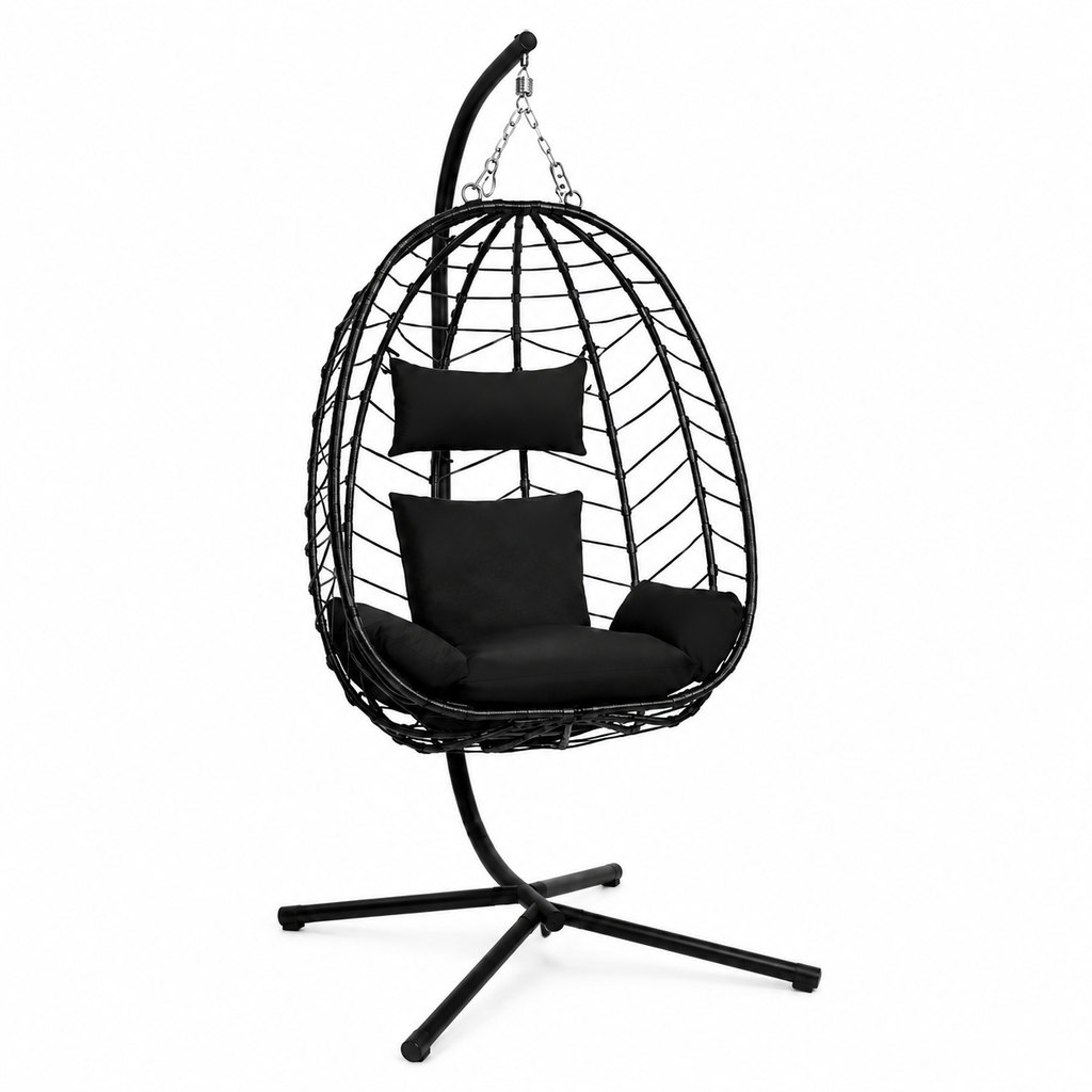Le Mistral, Fauteuil Suspendu en Rotin Noir | Summerbed
